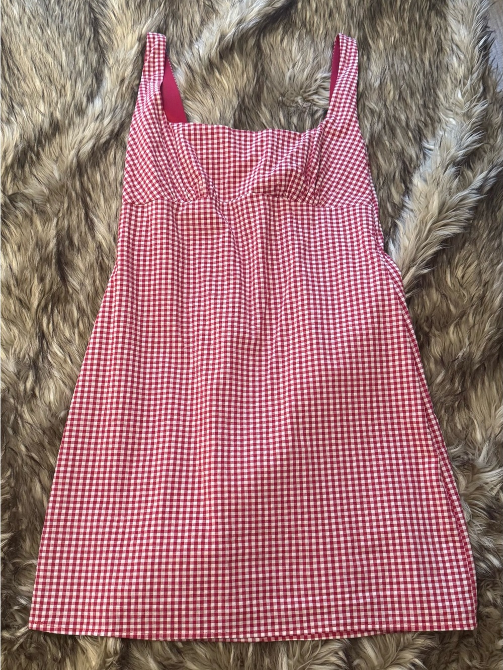 Vestique Red Gingham & Solid Red Sleeveless Dress - Picture 1 of 6